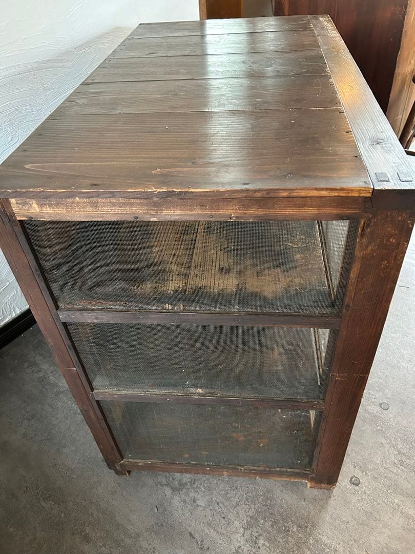 蝿帳食器棚　収納棚　網戸棚　古道具　古家具　昭和レトロ　店舗什器　アンティーク