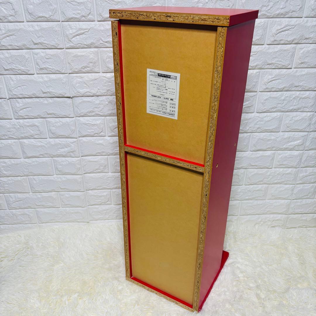 ポストモダン　レッドカラー　サークル　ガラス　タワー　サイド　ラック