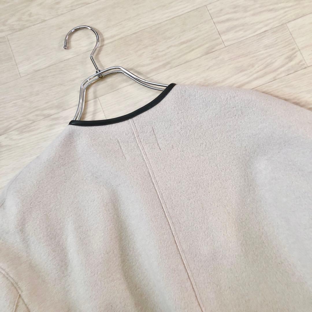 新品　23区　コンプレストパイル ノーカラー アウター ３８　ページュ