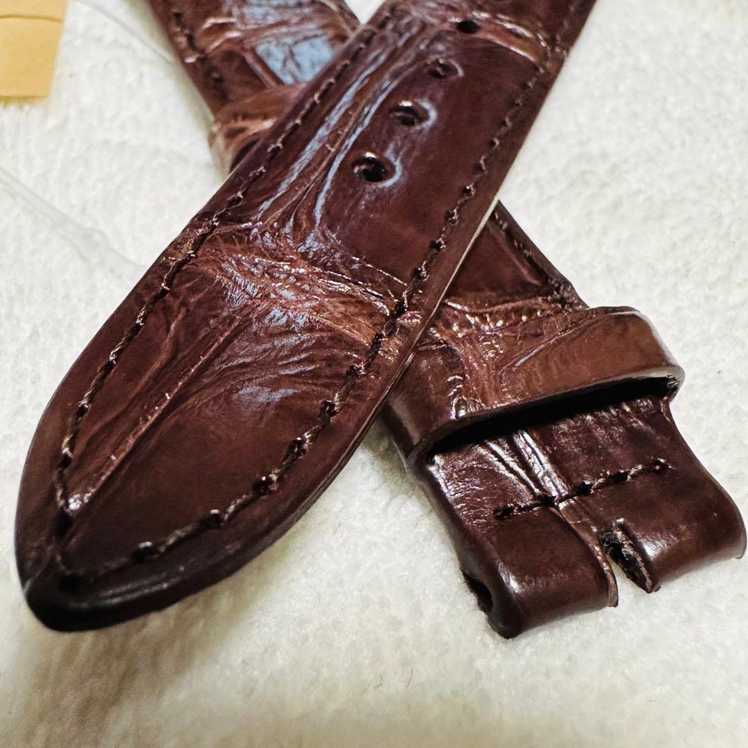 2422#19mm-16mmダークブラウン★本物クロコダイル腕時計用ベルト