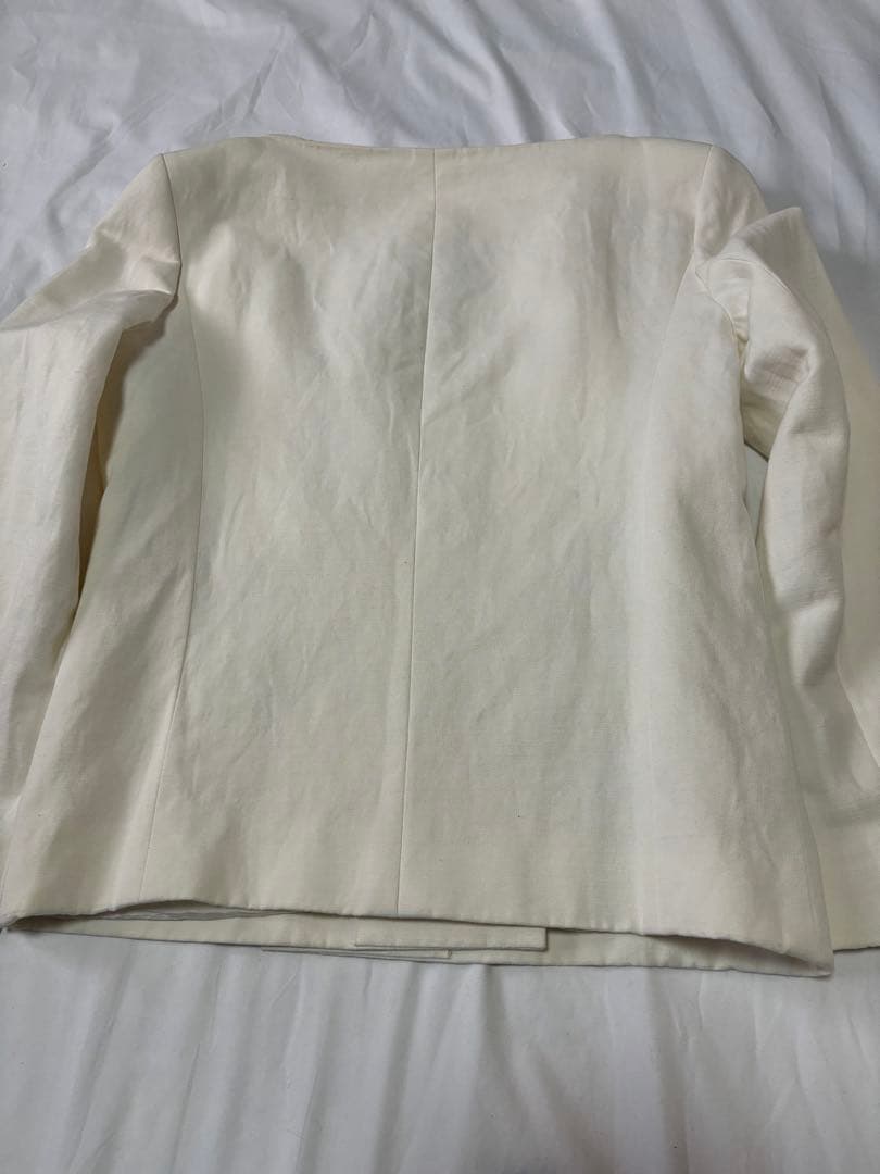 CELINE セリーヌ ダブルボタンジャケット　コットンリネン　オフ白