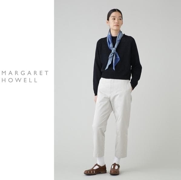極美品*マーガレットハウエル 2023 コットンツイル*クロップド トラウザーズ