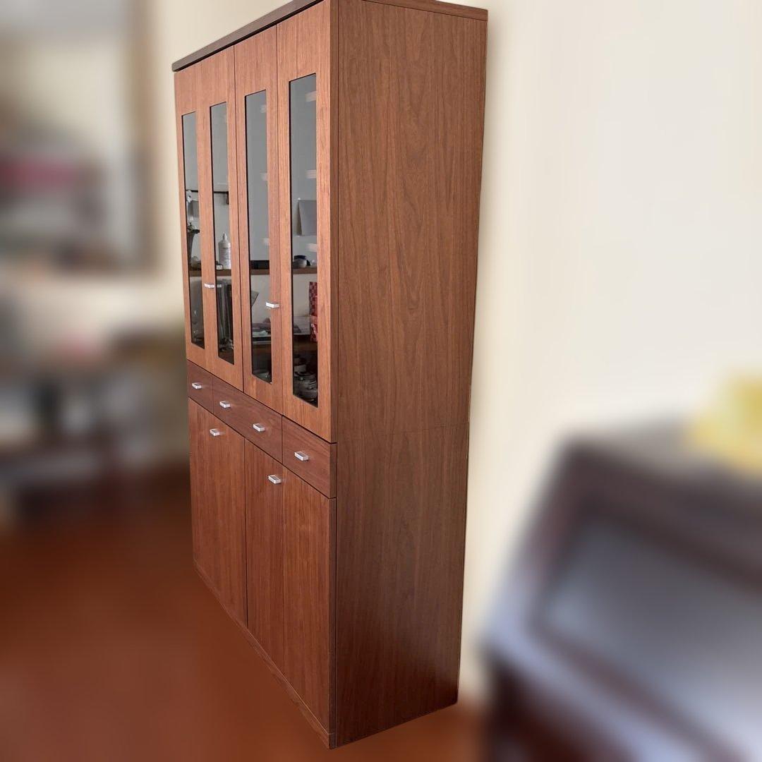 美品！ACTUS購入 日本製 食器棚 本棚シェルフ引き出し収納 稼動棚 折れ戸