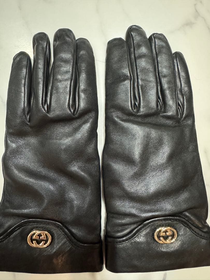 超美品！GUCCI ブラックレザー手袋 7.5 保存袋付き