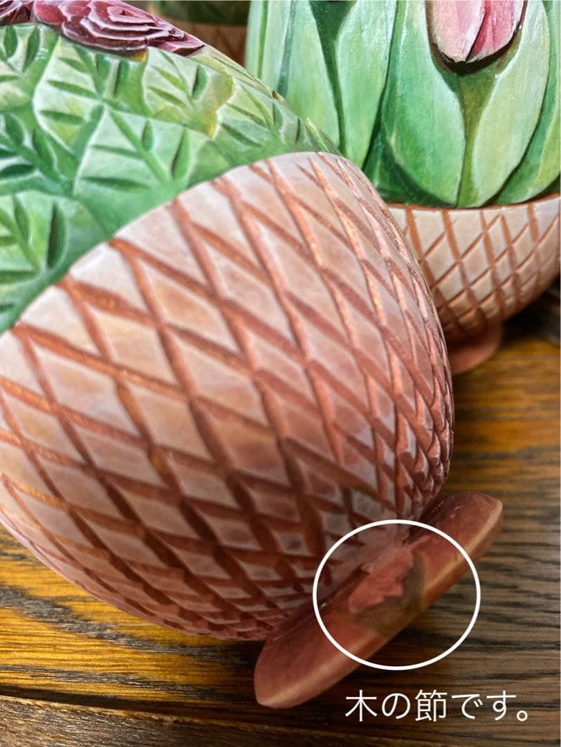 ロシア雑貨☆イースターエッグ型カービングマトリョーシカ(3P)フラワーバスケット