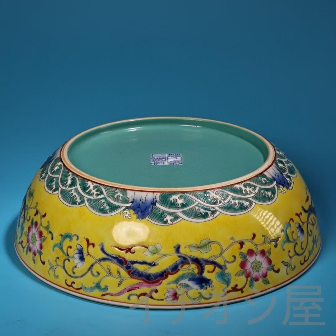 中国古美術 旧藏 清代風 珐琅彩 粉彩 花鳥瓷器 盤 碗 純手描き 飾皿 時代物