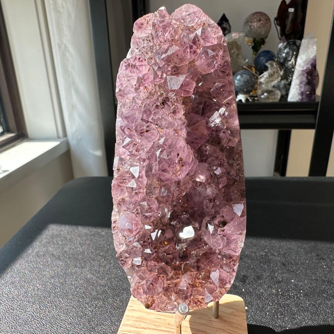 天然石タイチンルチルクォーツ共生アメジストの原石　置物NO.022408