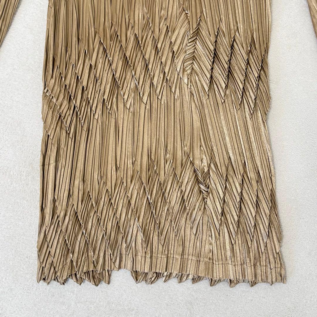 極美品✨ISSEY MIYAKE 変形　立体　プリーツ　ジャケット　ゴールド
