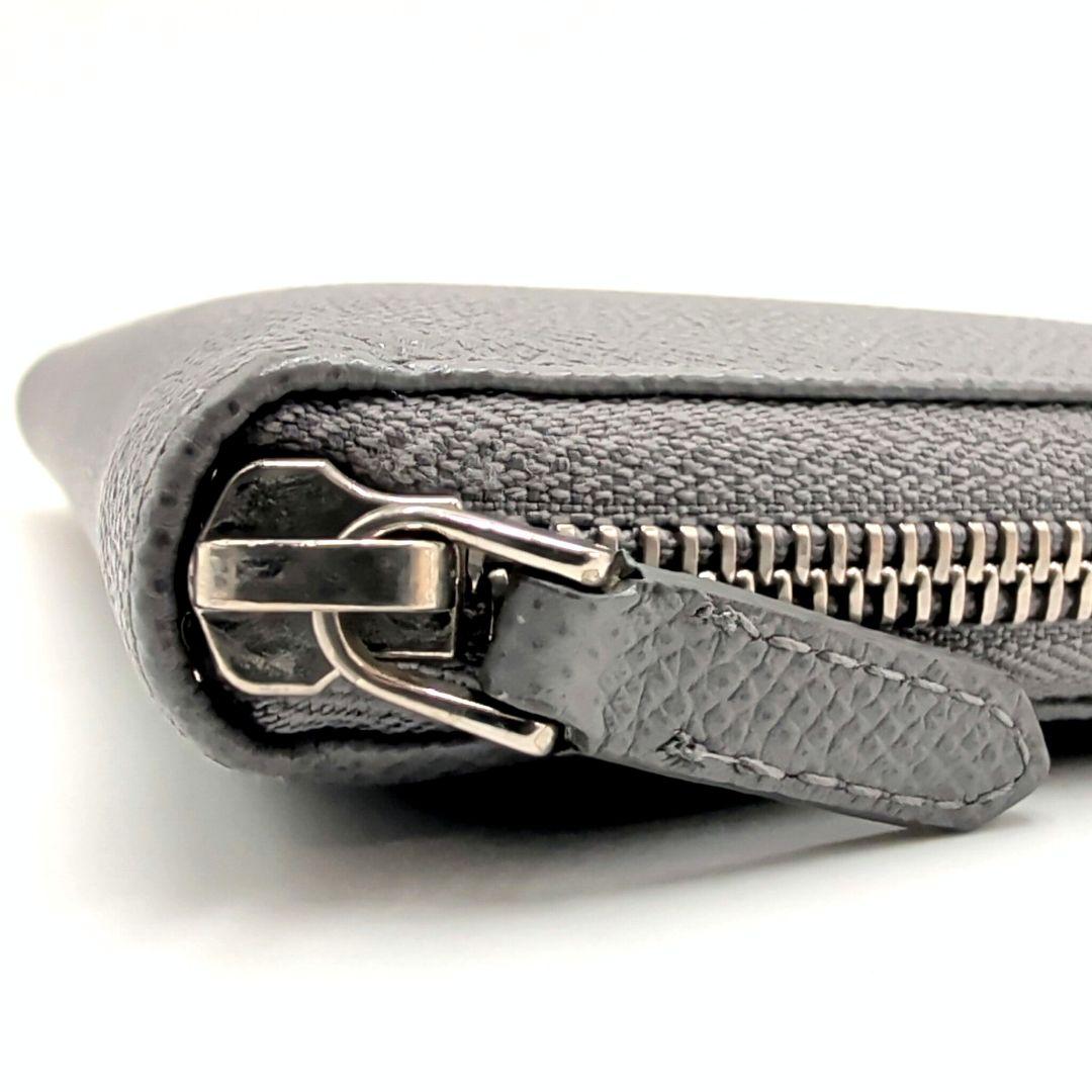 未使用級 BVLGARI ブルガリマン 長財布 サークル 本革 グレー IC搭載