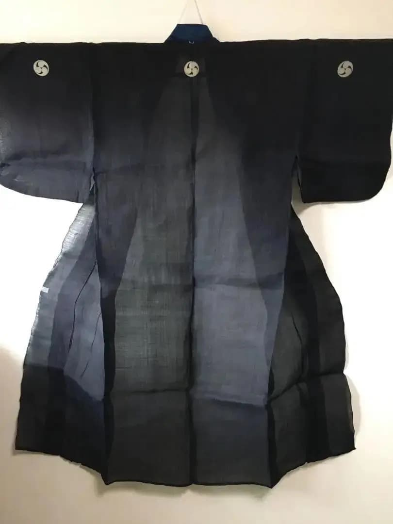 Antique Kimono 藍麻上布 武士Busi Samurai 江戸期前後