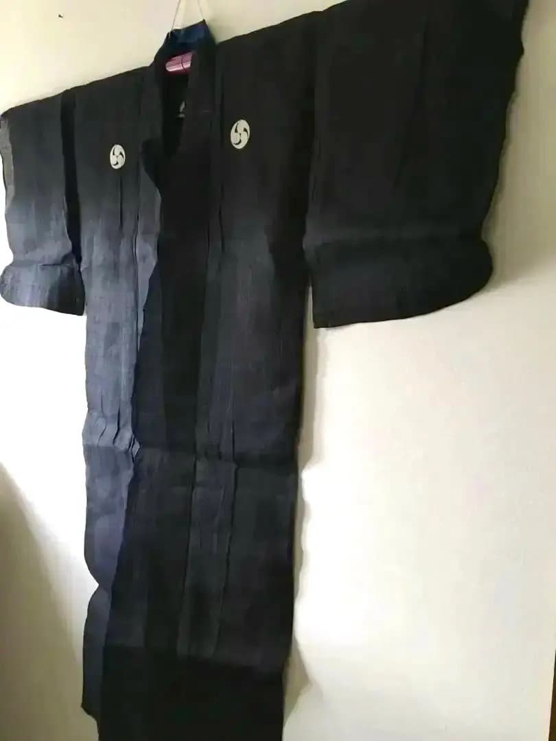 Antique Kimono 藍麻上布 武士Busi Samurai 江戸期前後