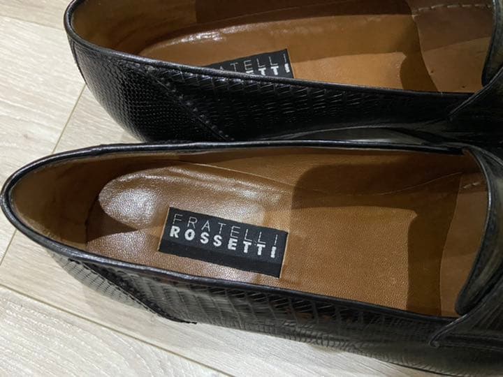 フラテッリ　ロセッティ　ローファー　リザード　黒　純正シューツリー付き