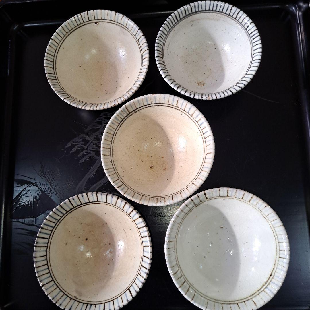 骨董　超希少　幻の高槻　古曽部焼　向付　蓋付　五客椀