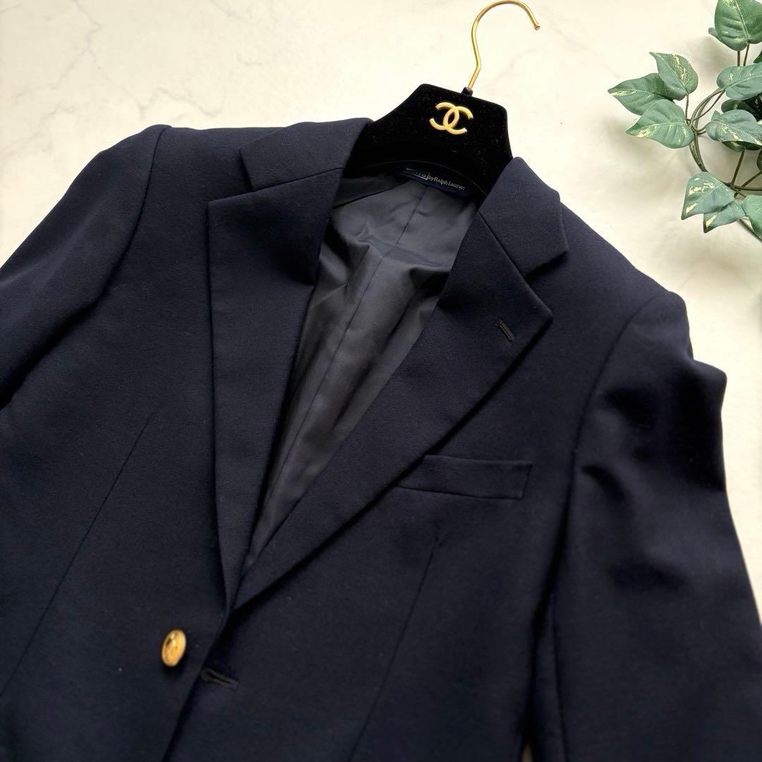 極美品✨90’s ポロラルフローレン 金ボタン 紺ブレ シングル ウール 160