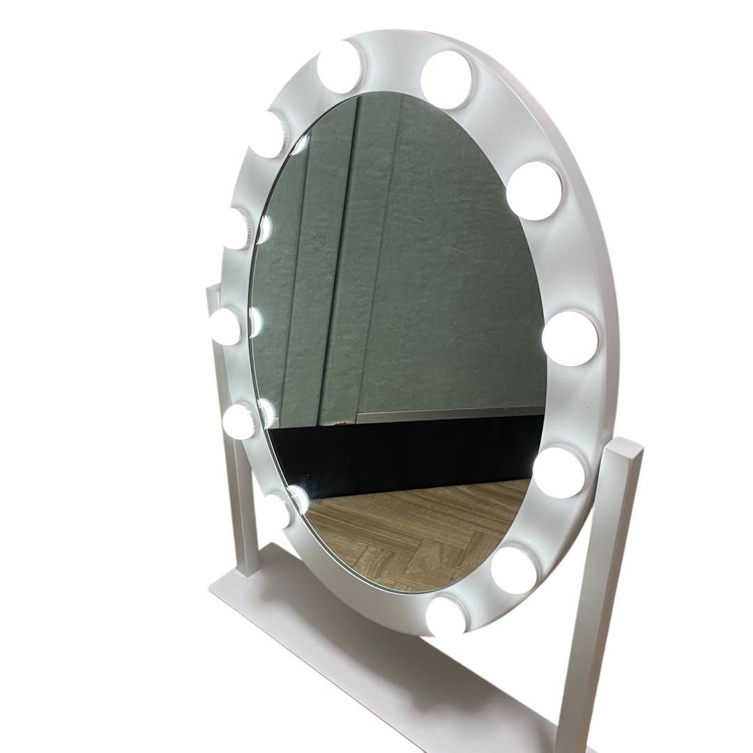 【美品】Francfranc フッツェハリウッドミラーラウンドLホワイト