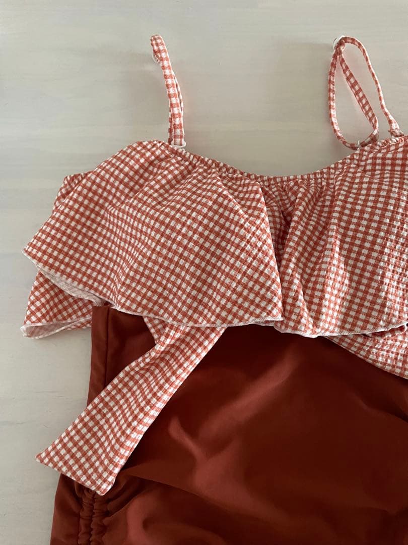 PEAK&PINE ギンガムチェックオフショルダー　ビキニ、ワンピース　新品