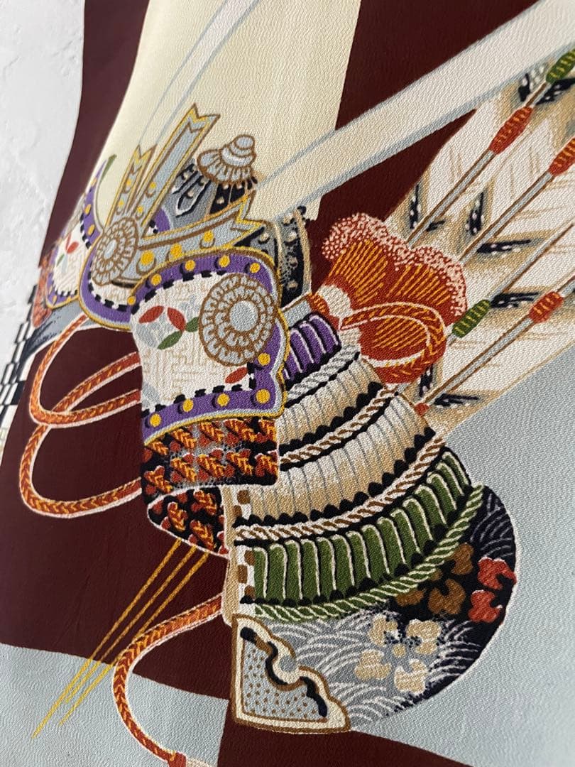 美品　七五三　3歳　アンティークお着物セット　正絹　ブラウンの総絞り被布　ブーツ