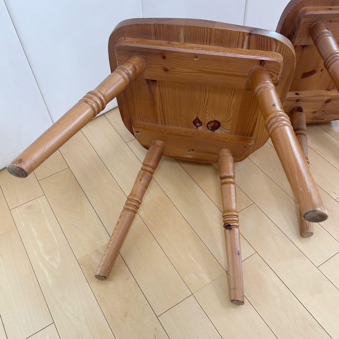 木の温もり　カントリー　ウッドチェア　ダイニング　2脚セット ハート形