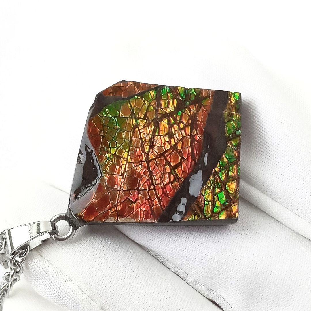 ネックレス｜超強力パワー！標本としても◎｜化石宝石　ドラゴンスキン・アンモライト