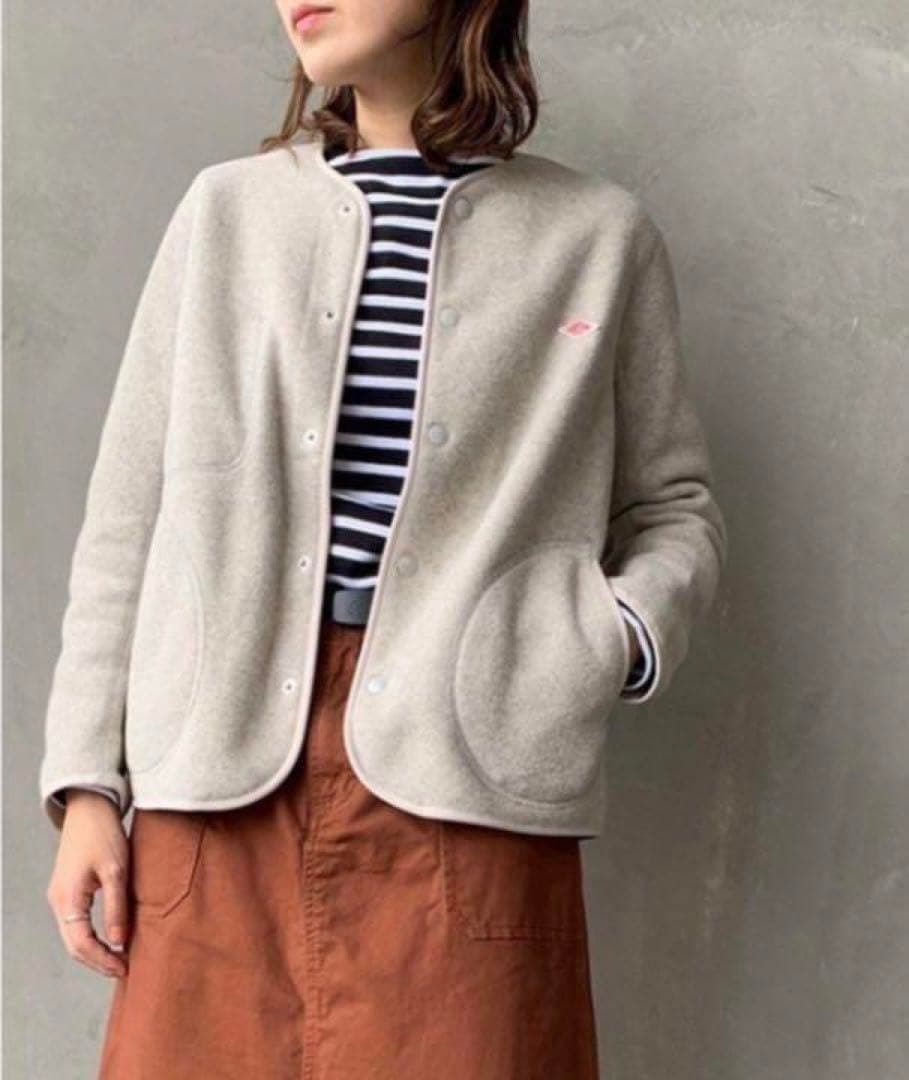 DANTON/ダントン　フリース ノーカラーカーディガン　マーブル 36