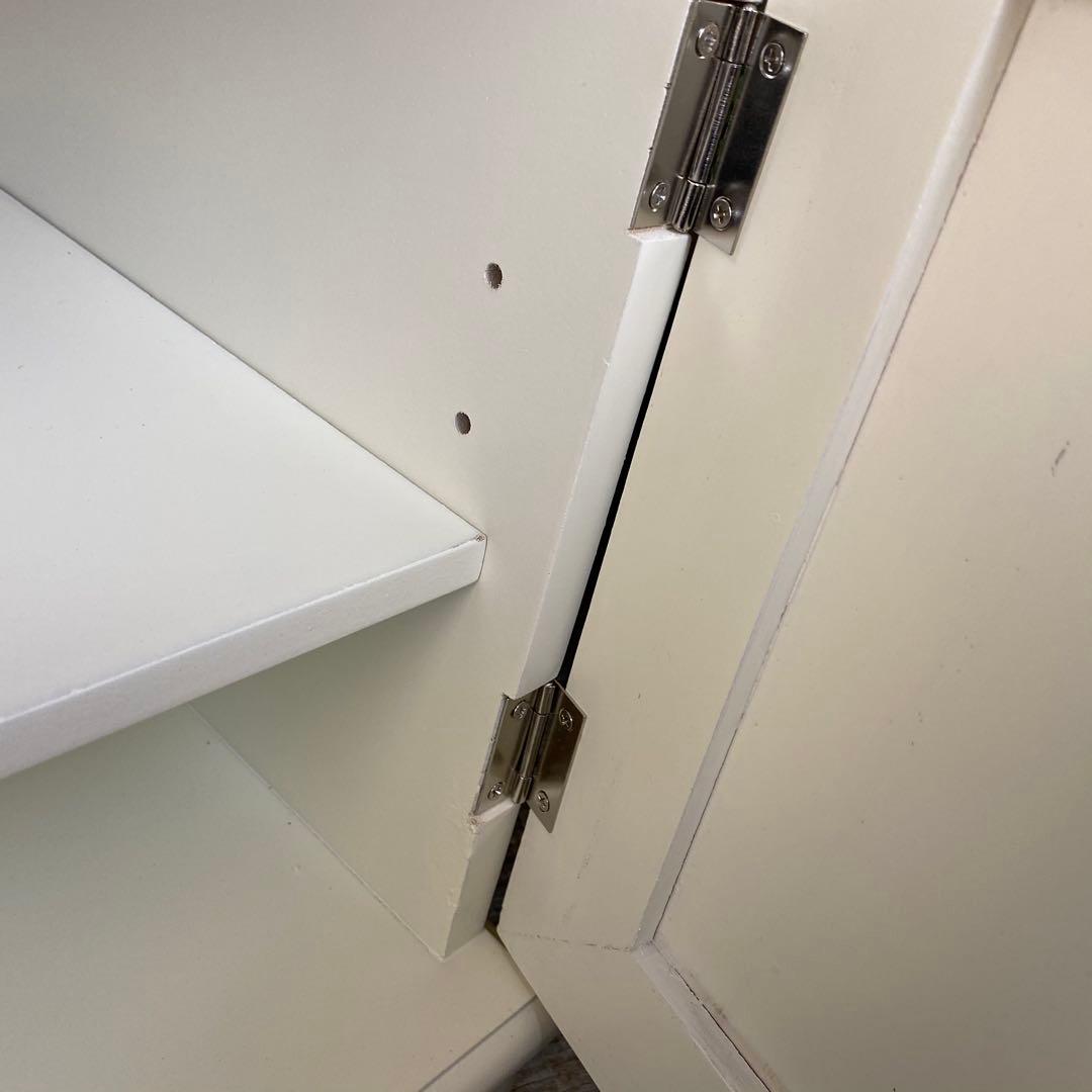 訳あり品！【128】フレンチカントリー北欧調ホワイト扉キャビネット木製飾り棚収納