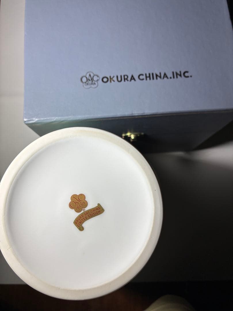 大倉陶園　花瓶 グリーン花柄