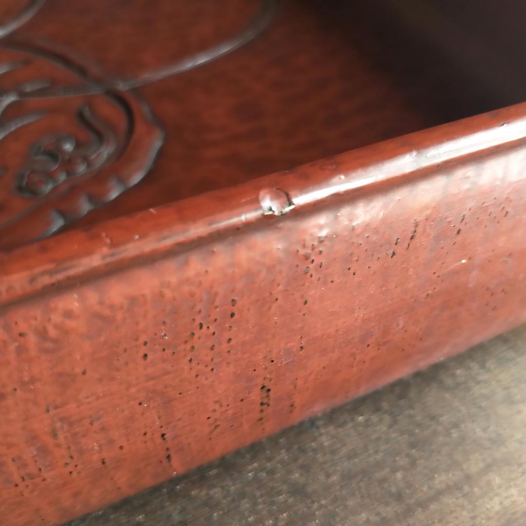 [コメント必見] 鎌倉彫　博古堂　大型　11寸　35㎝　角盆・菓子器・角皿　古鏡