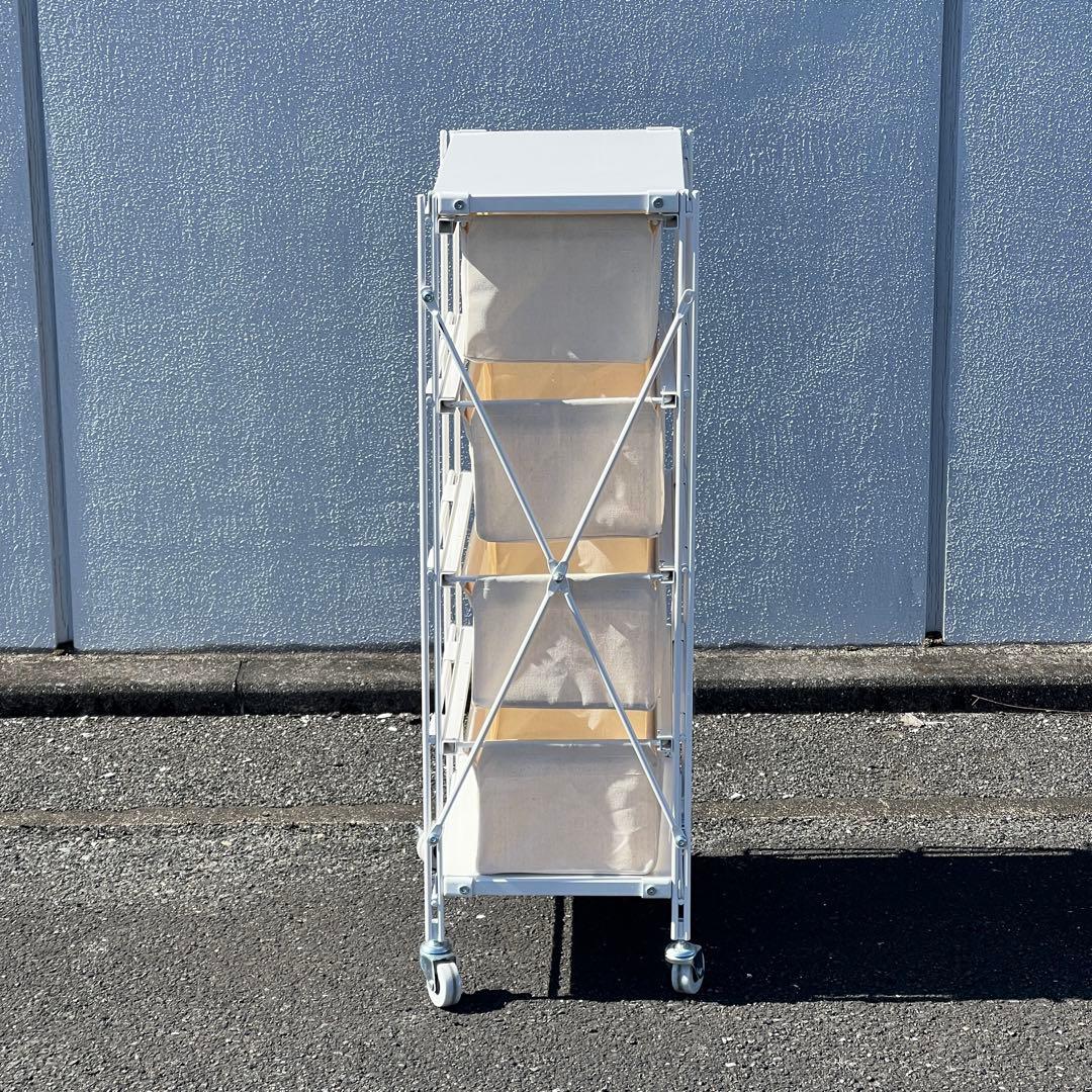 無印良品 スチールユニットシェルフ ホワイト スチールラック 4段 キャスター