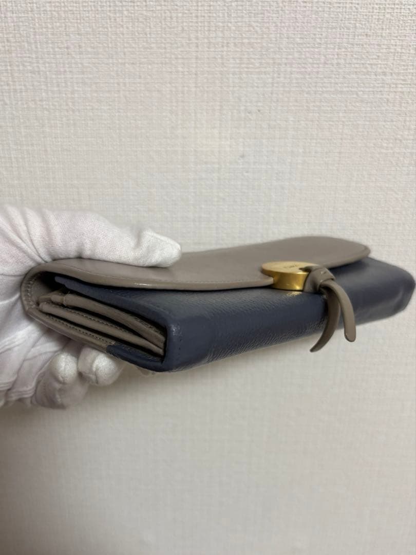 Chloé クロエ バイカラー レザー フラップ長財布 美品