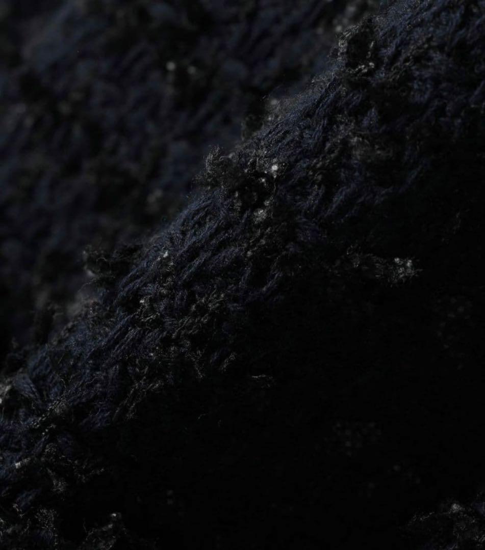 【美品】シップス　23AW ニット ツイード カーディガン　ネイビー 銀ボタン