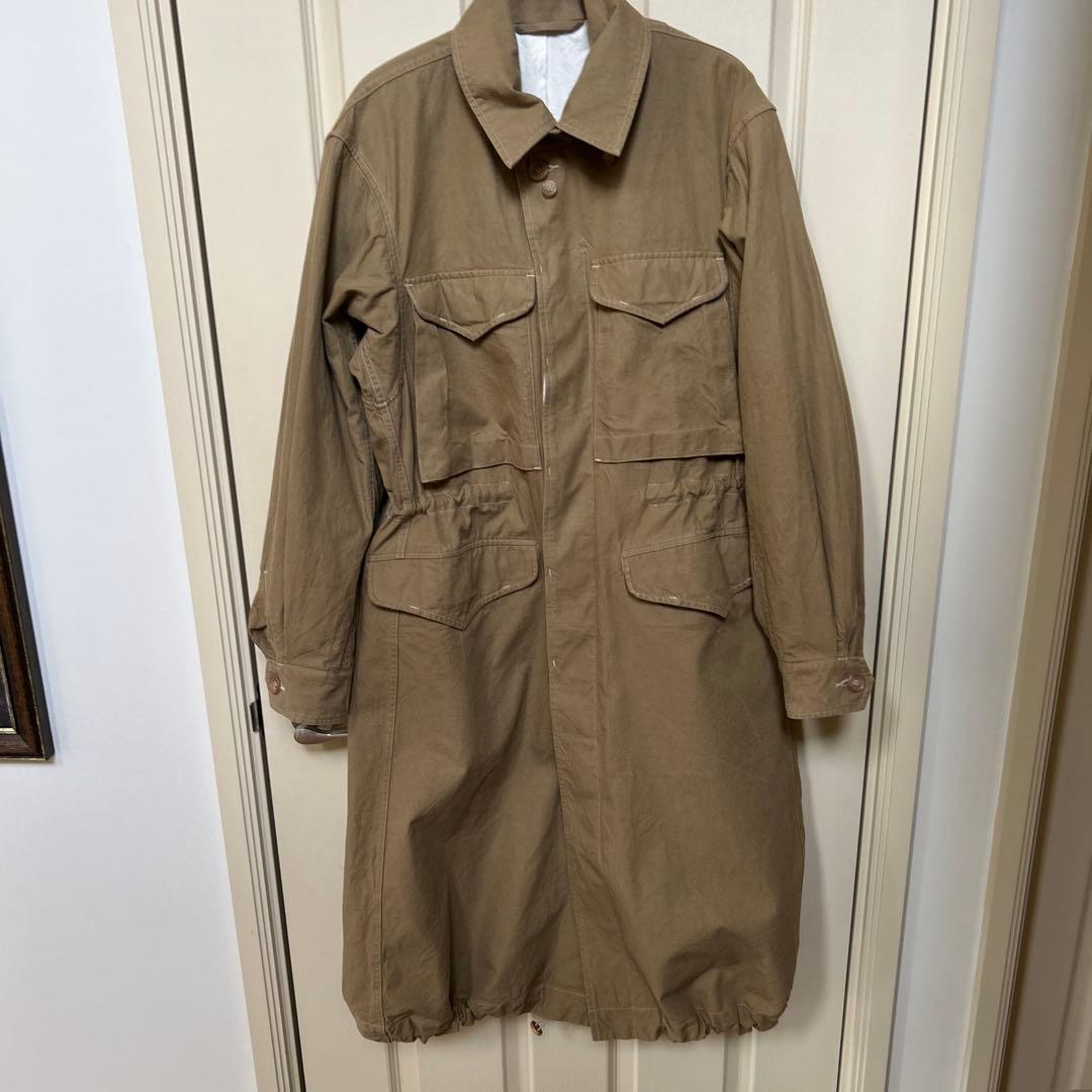45R . 2way ミリタリーロングコート フリーサイズ　カーキ色