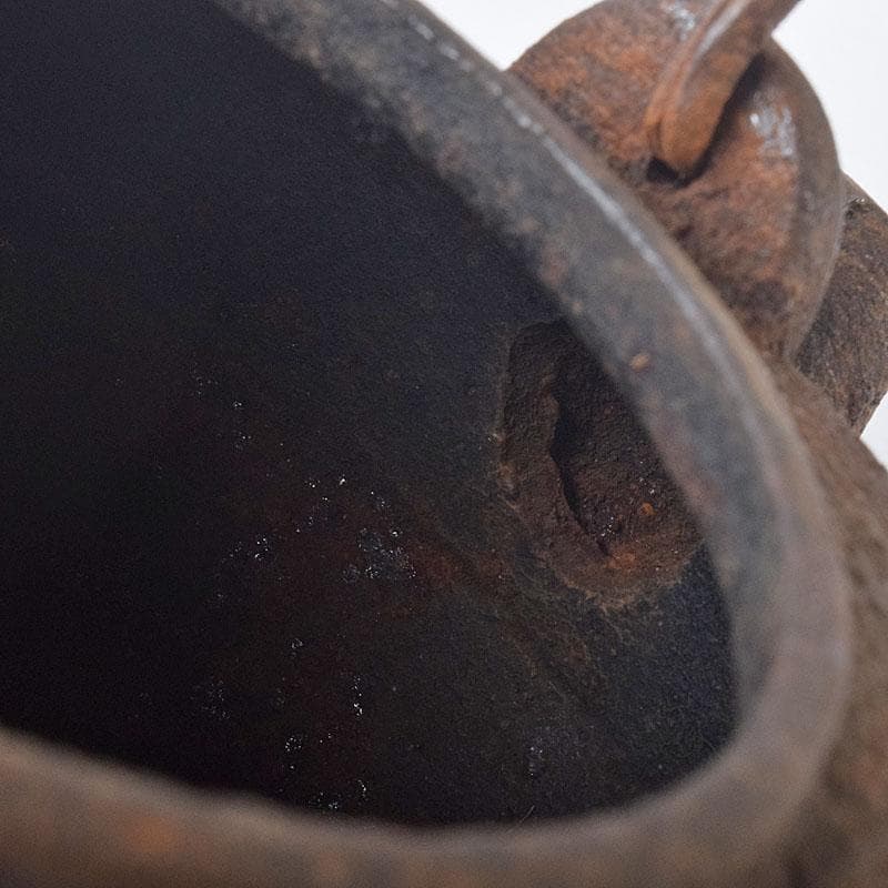 煎茶道具　金龍堂造　漢詩竹文　鉄瓶　鉄釜　M　R8870