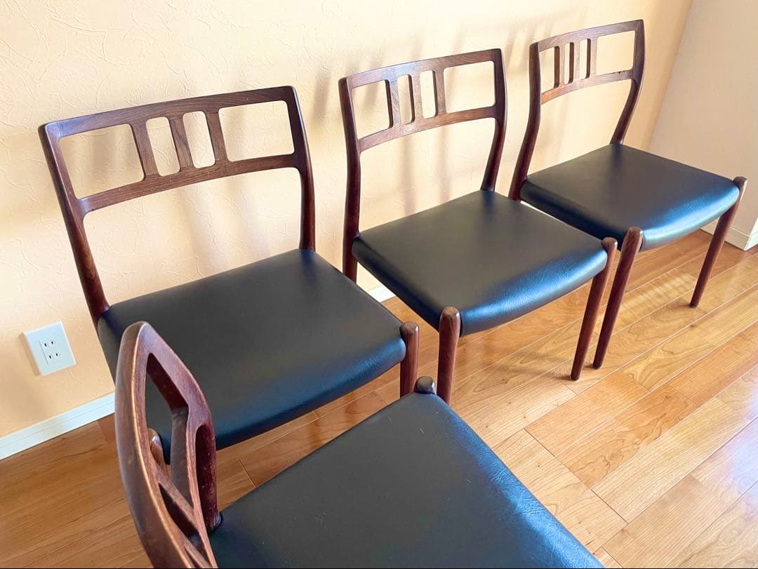 ダイニングチェア4脚デンマークニールス・モラー チーク材 椅子　大塚家具リペア②