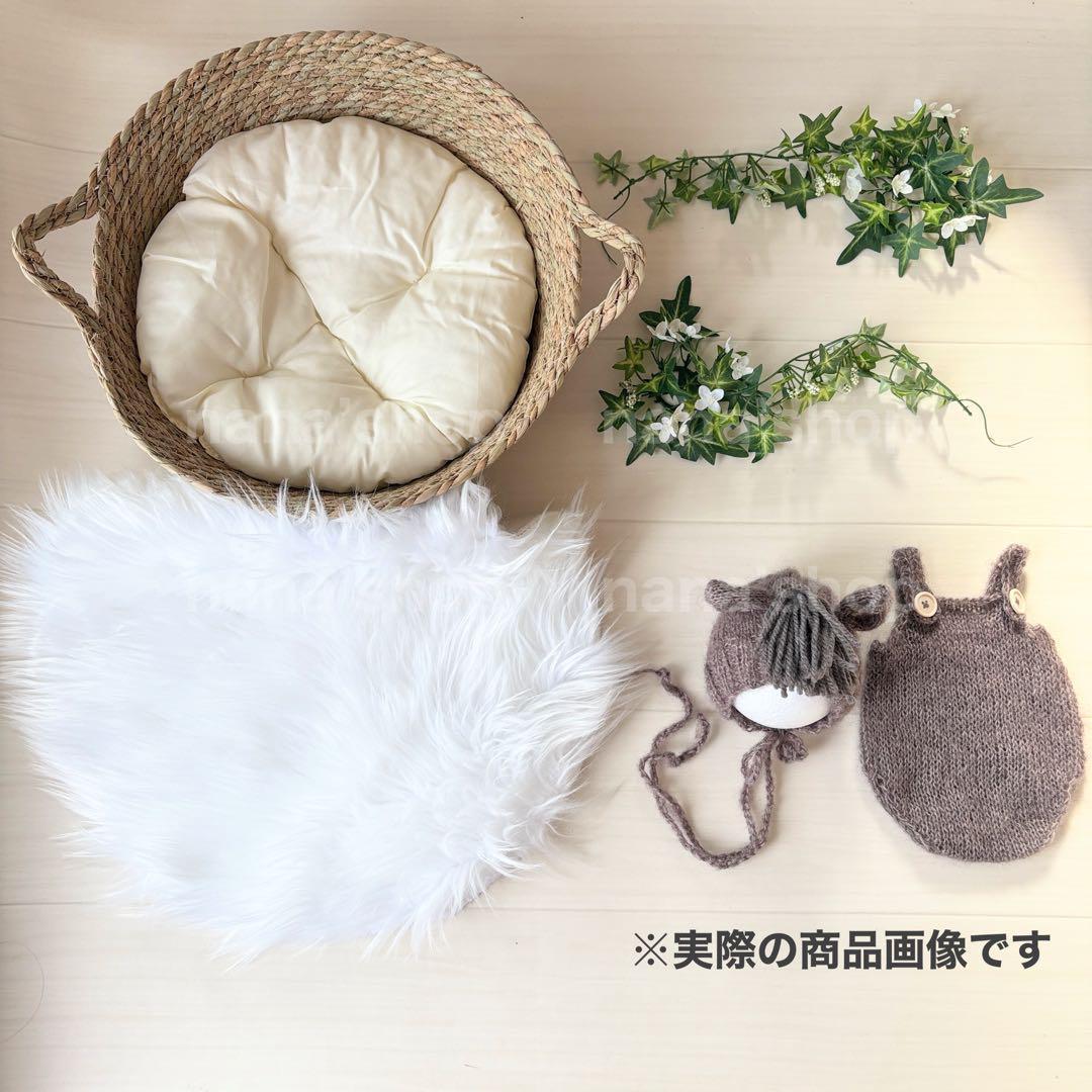 手編み風かごセット【ダークブラウン馬】♪ニューボーンフォト撮影衣装 小道具　干支