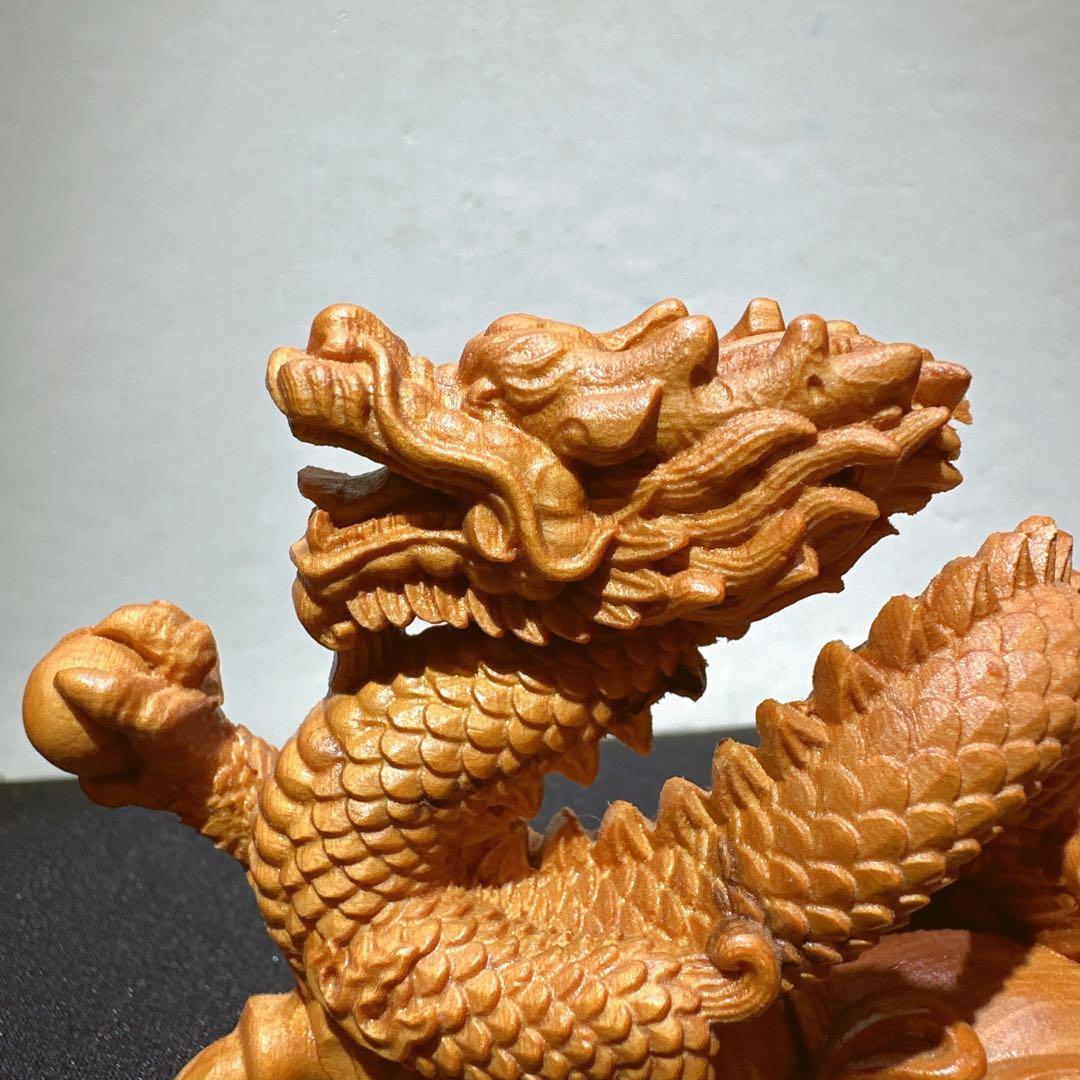 檀木 龍　置物　彫り物F.47