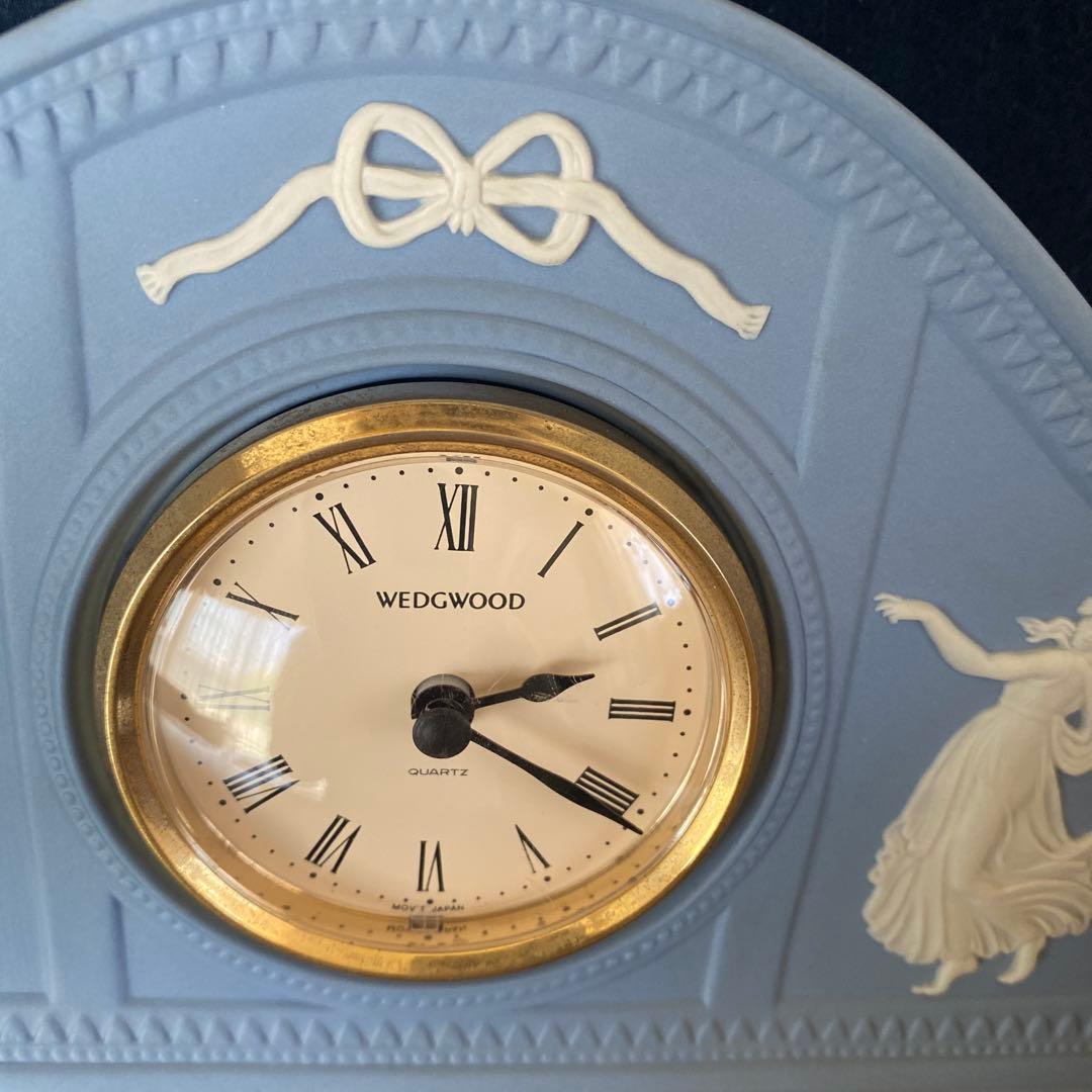 ウェッジウッド　ジャスパー　置き時計　ペールブルー