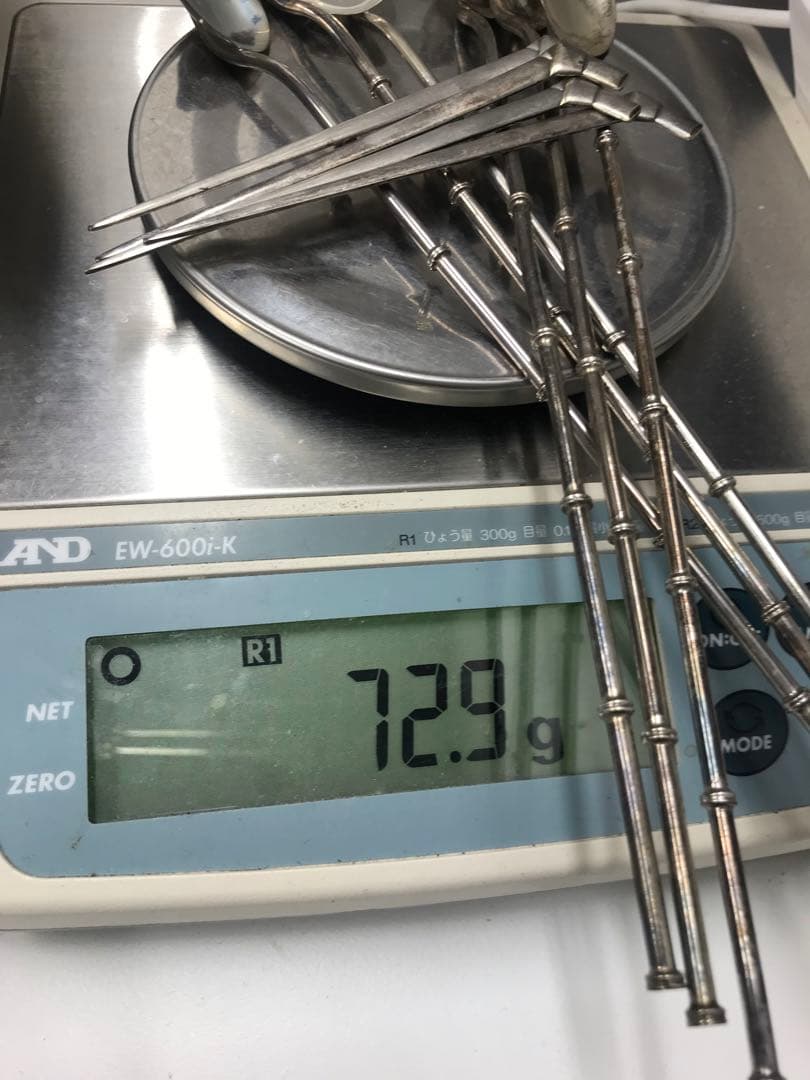 銀製 ストロースプーン デザートピック カトラリーセット ストロー用ブラシ付き