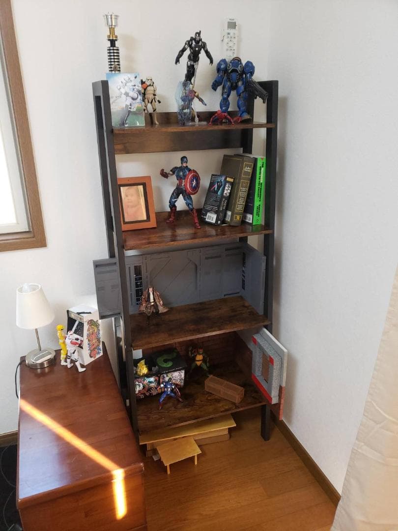 オープンシェルフ ナチュラルウッド 4段 幅56cm スチール脚 簡易組立