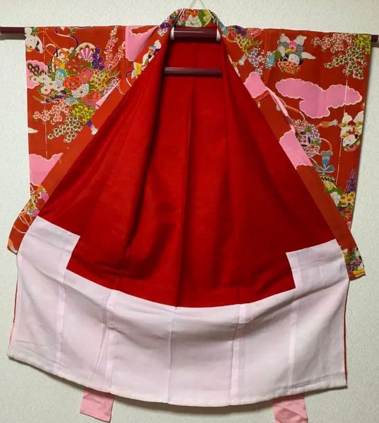 No.95正絹アンティーク子供着物しつけ糸付き着丈95センチ裄丈40センチ