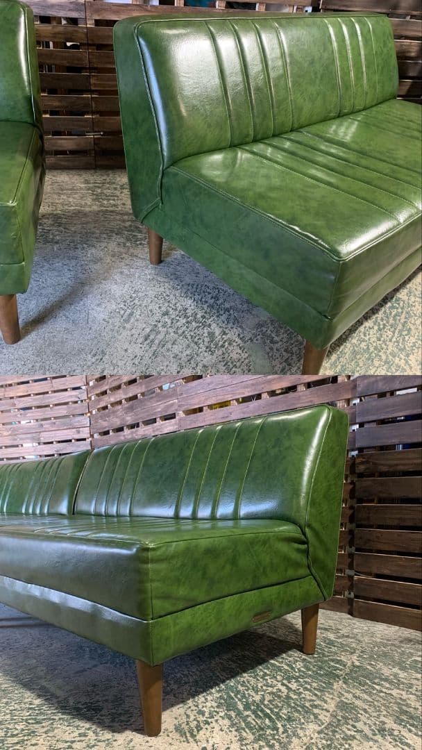 H425\" niko and コーナーソファ L字型 合皮 グリーン