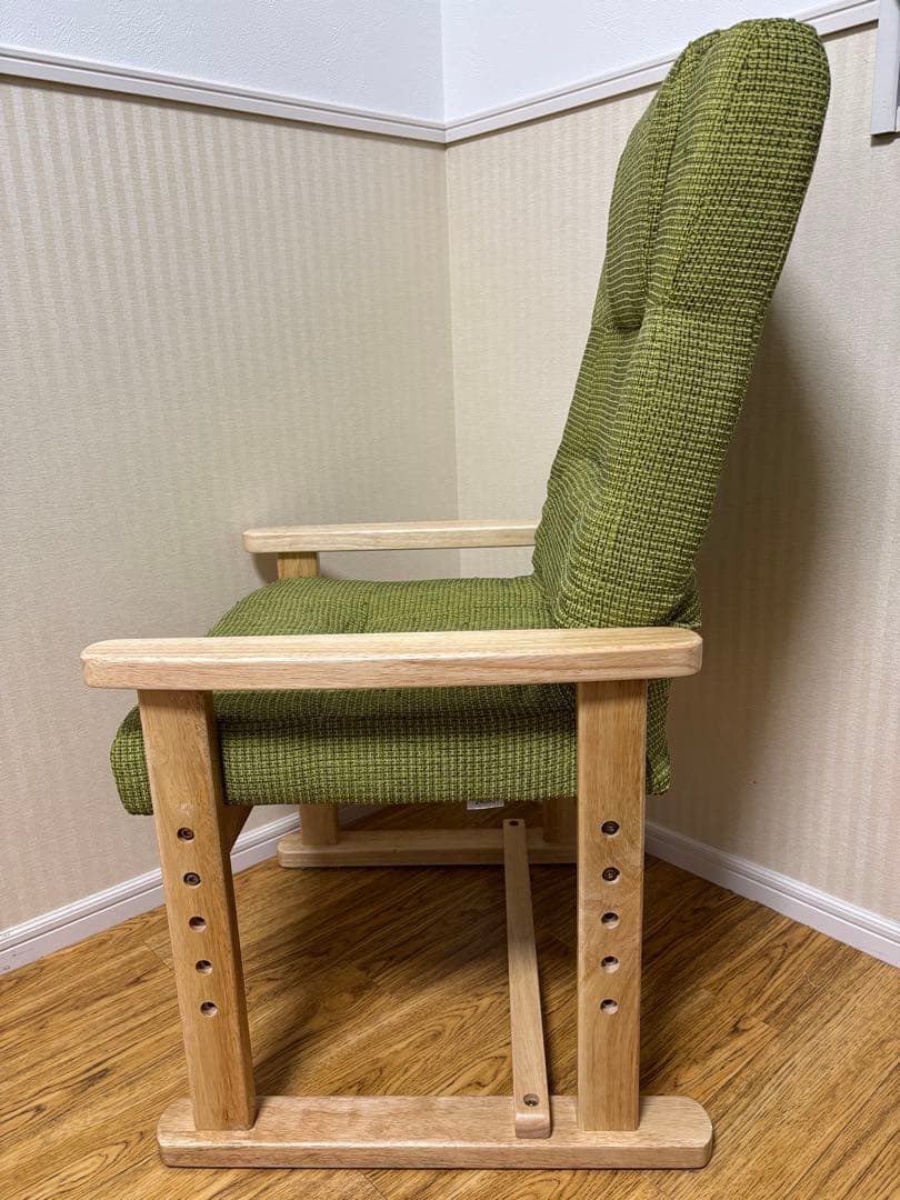 高座椅子　肘掛け付き　アイリスプラザ　リクライニング　折り畳み　グリーン