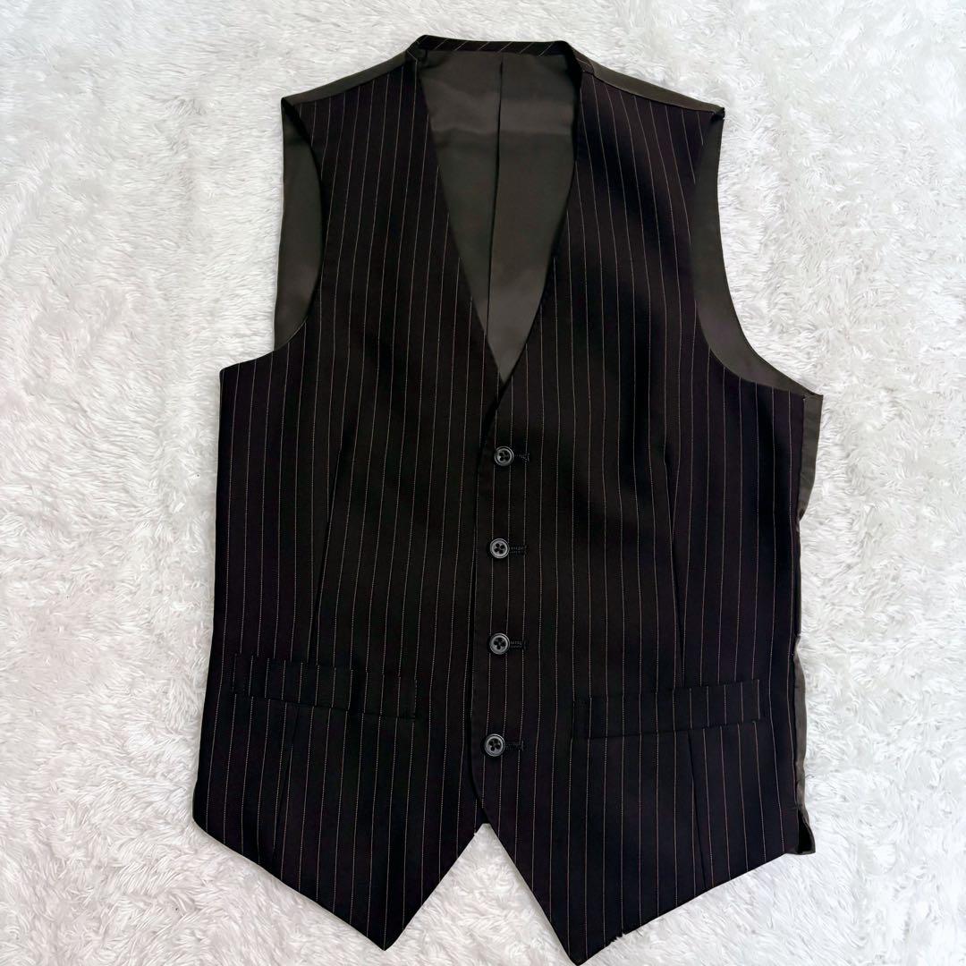 Perfect Suit Factory 3ピース　スーツ　ブラウン　ストライプ