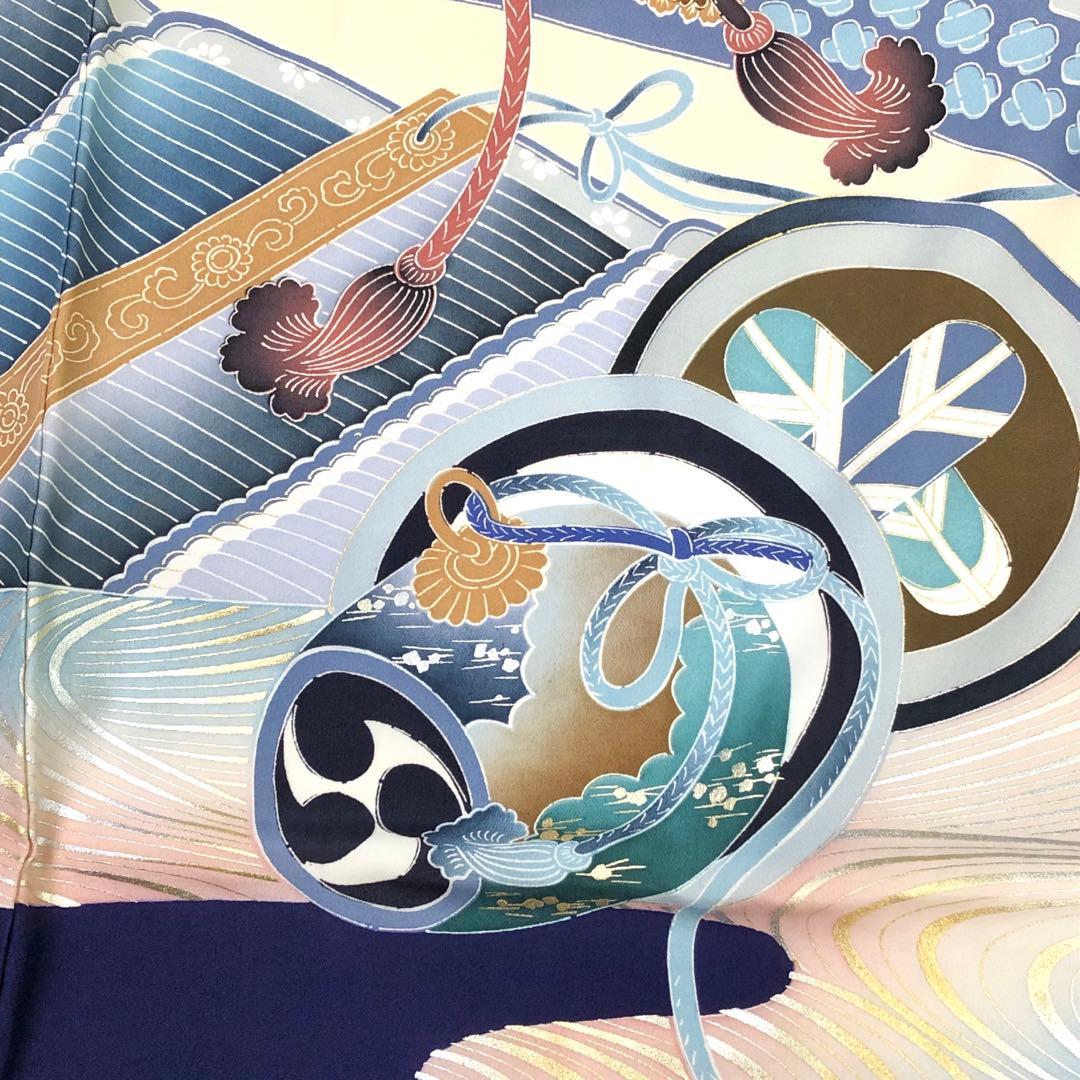 子供着物 お宮参り 七五三 祝着 襦袢付 兜に龍 金銀彩 CK-7363