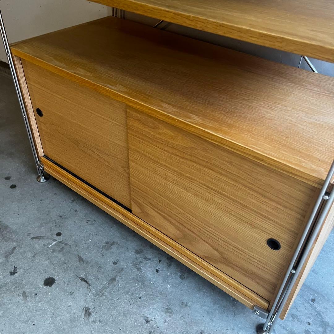 美品★無印 ステンレスユニットシェルフ・カップボード・木製引き戸オーク材セット
