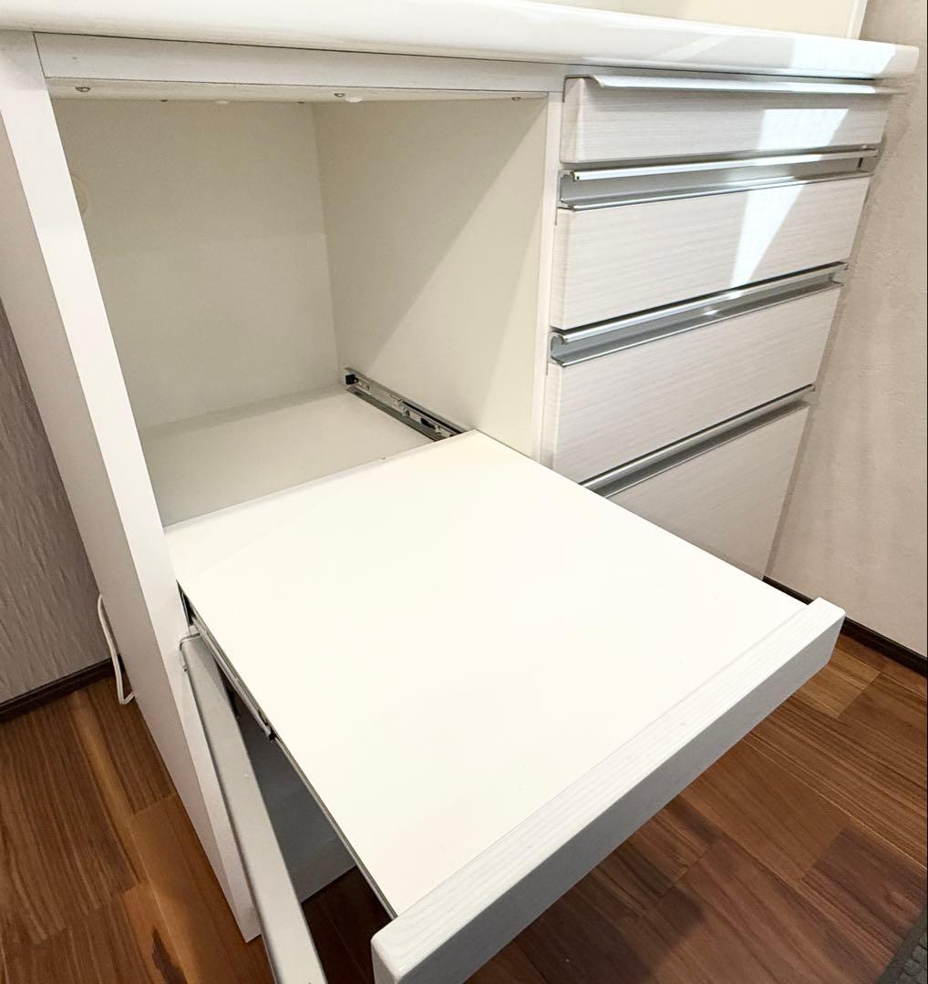 松田家具 キッチンボード 100cm幅 ホワイト