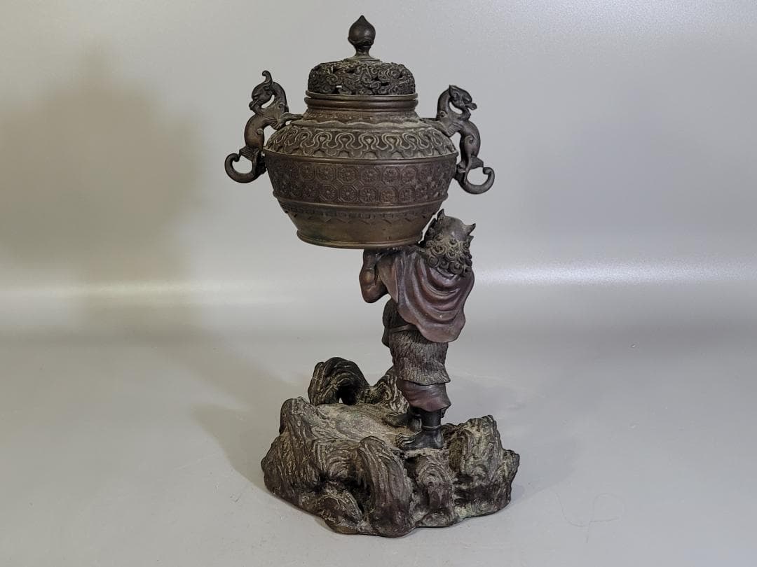 古美術 銅 鬼力 香炉