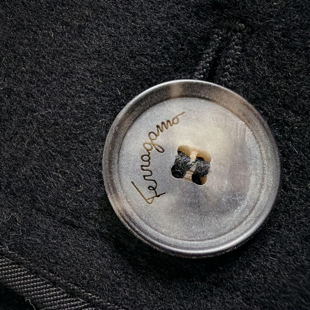 新品タグ付 フェラガモ カシミヤ混 ガンチーニ コート 52 XL 黒