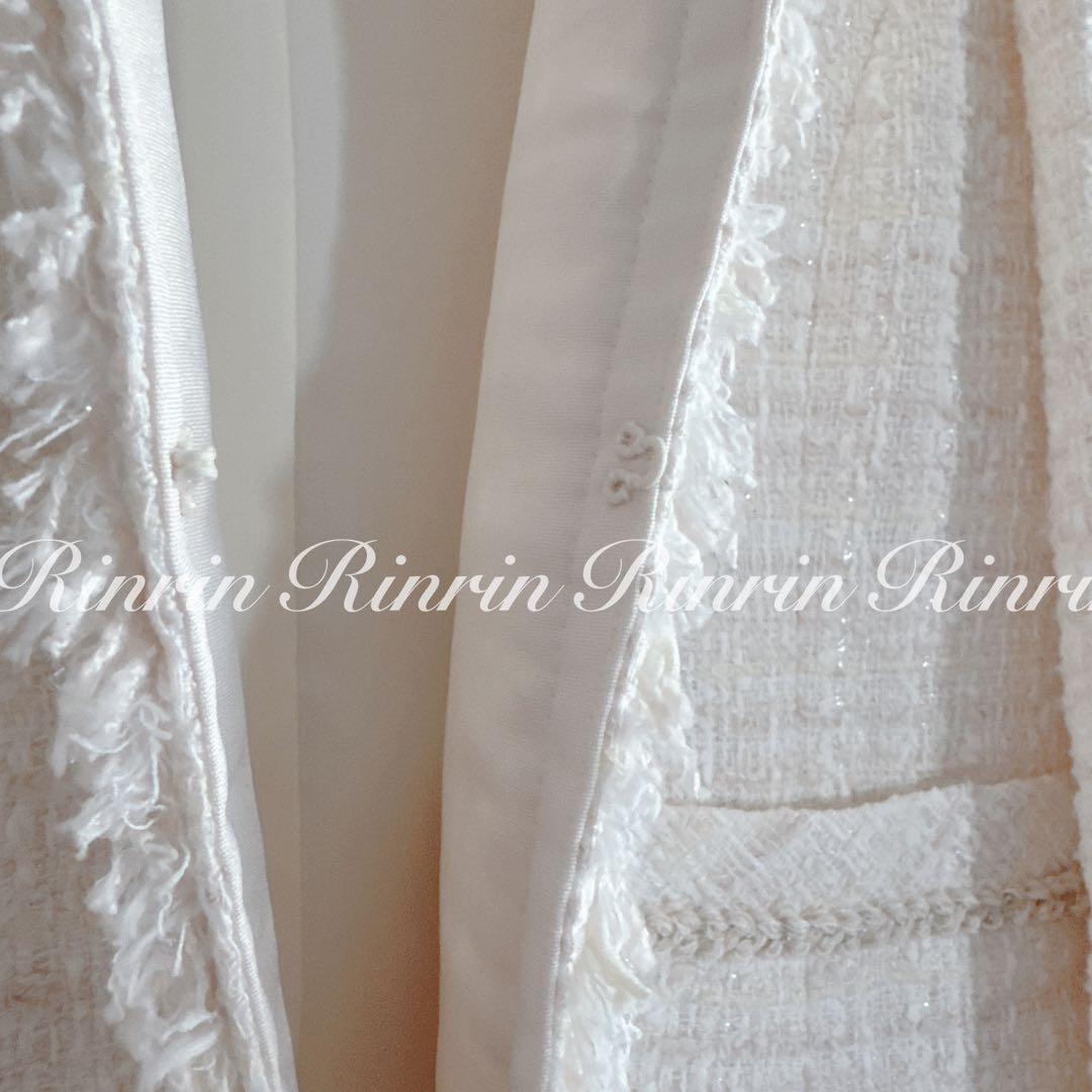 【美品】ANAYI リボンヤーンツイードクルージャケット 38