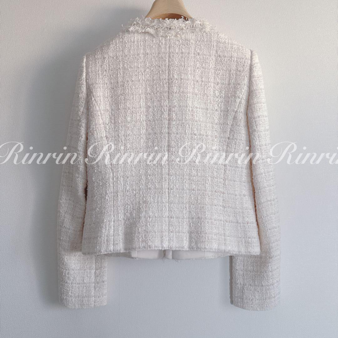 【美品】ANAYI リボンヤーンツイードクルージャケット 38