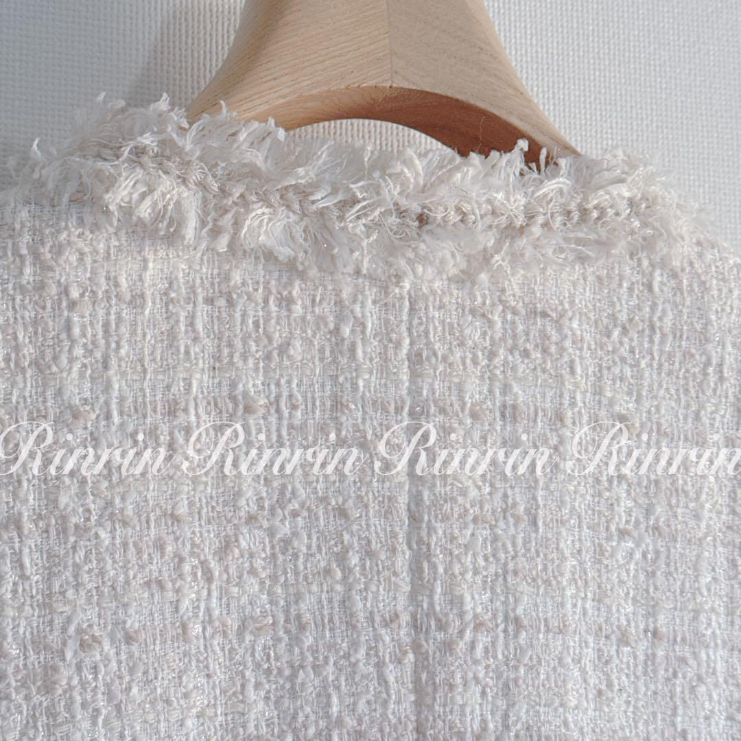 【美品】ANAYI リボンヤーンツイードクルージャケット 38